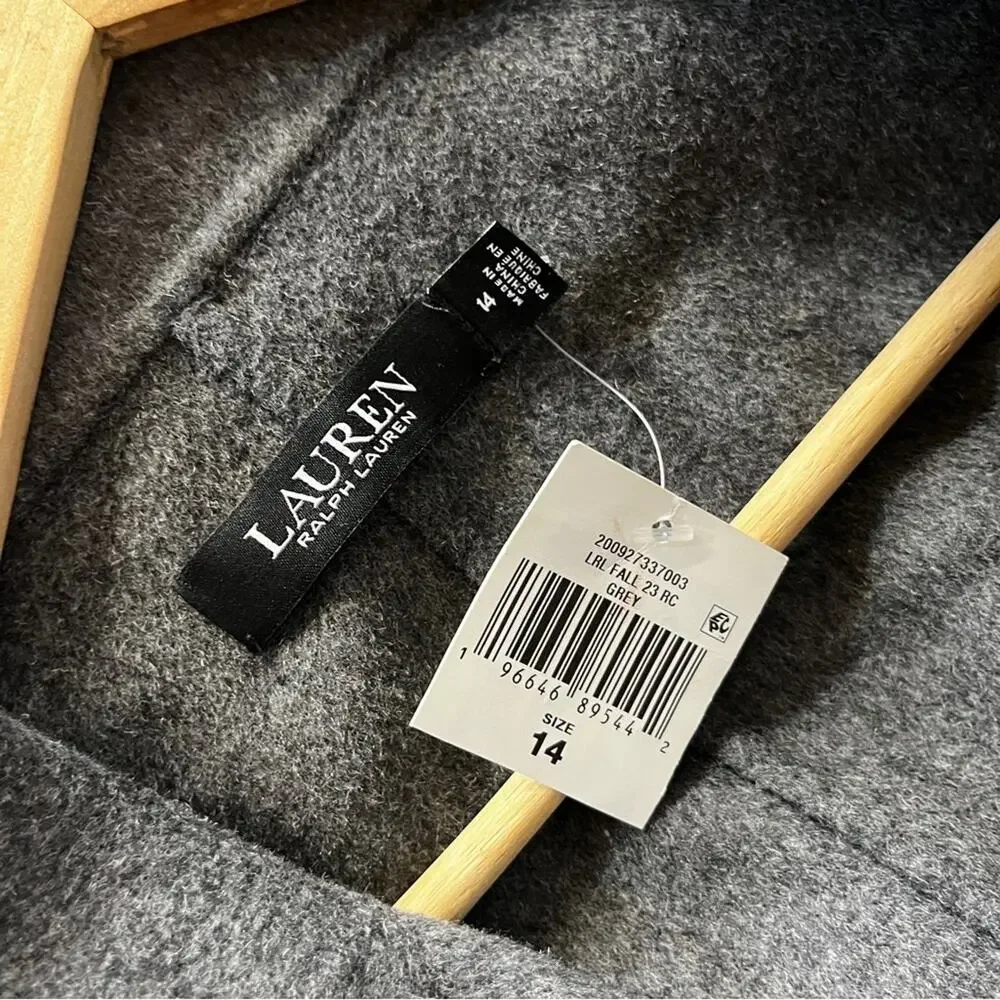 Lauren Ralph Lauren Belted Wool Blend Wrap coat gray - 14 - Picture 10 of 11